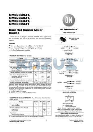 MMBD352LT1 datasheet - Dual Hot Carrier Mixer Diodes