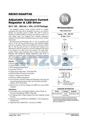 NSI50150ADT4G datasheet - Adjustable Constant Current Regulator & LED Driver