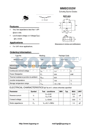 MMBD352W datasheet - Schottky Barrier Diodes