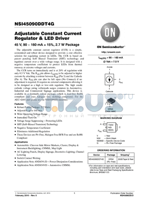 NSI45090DDT4G datasheet - Adjustable Constant Current Regulator & LED Driver