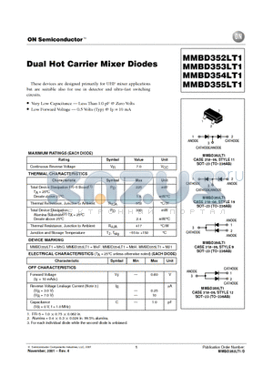 MMBD353LT1 datasheet - Dual Hot Carrier Mixer Diodes