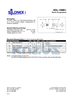 NSL-19M51 datasheet - Plastic Encapsulated