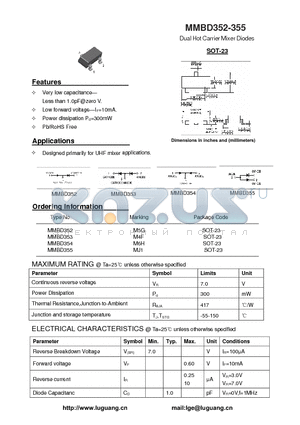 MMBD353 datasheet - Dual Hot Carrier Mixer Diodes