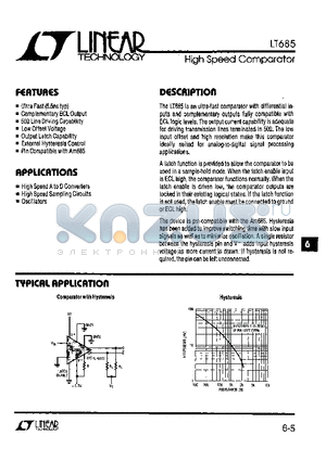 LT685C datasheet - High Speed Comparator