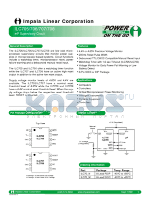 ILC707 datasheet - MP SUPERVISORY CIRCUIT