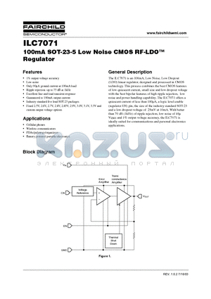 ILC7071 datasheet - 100mA SOT-23-5 Low Noise CMOS RF-LDO Regulator