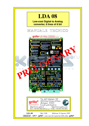 LDA08 datasheet - Low-cost Digital to Analog converter, 8 lines of 8 bit