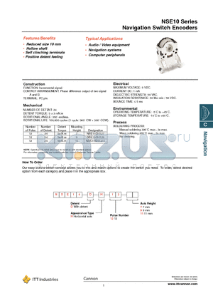 NSE10DH127 datasheet - Navigation Switch Encoders