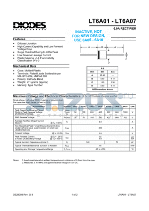 LT6A05 datasheet - 6.0A RECTIFIER