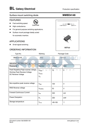 MMBD4148 datasheet - Surface mount switching diode