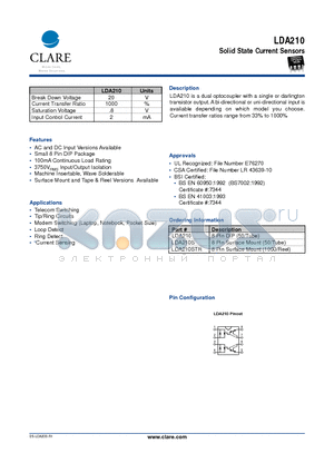 LDA210S datasheet - Solid State Current Sensors