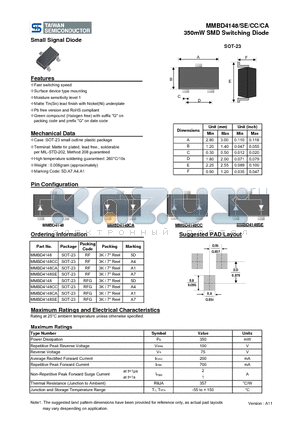 MMBD4148SE datasheet - 350mW SMD Switching Diode