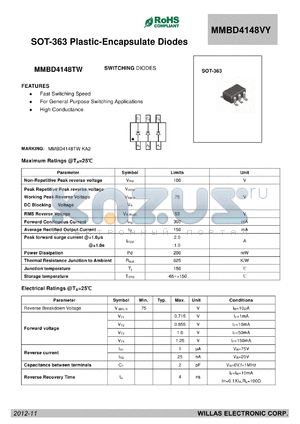 MMBD4148TW datasheet - SOT-363 Plastic-Encapsulate Diodes