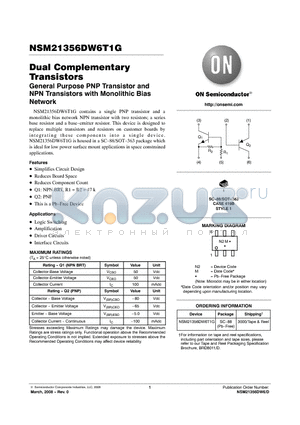 NSM21356DW6T1G datasheet - Dual Complementary Transistors
