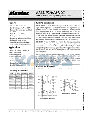 EL5410CS-T13 datasheet - 30MHz Rail-to-Rail Input-Output Op Amps