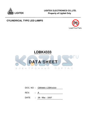 LDBK4333 datasheet - CYLINDRICAL TYPE LED LAMPS