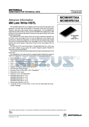 MCM69R736AZP5 datasheet - 4M Late Write HSTL