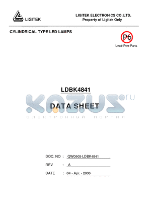 LDBK4841 datasheet - CYLINDRICAL TYPE LED LAMPS