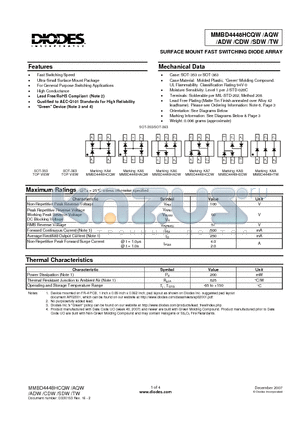 MMBD4448HCQW_0712 datasheet - SURFACE MOUNT FAST SWITCHING DIODE ARRAY