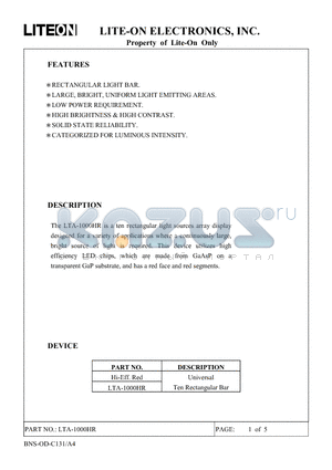 LTA-1000HR datasheet - UNIVERSAL TEN RECTANGULAR BAR