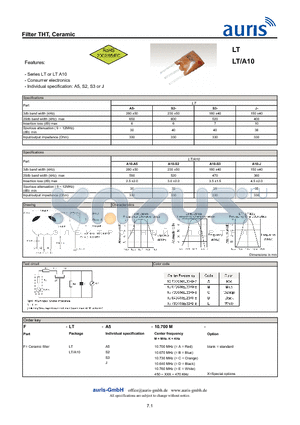 LTA10 datasheet - Filter THT, Ceramic