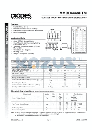 MMBD4448HTM datasheet - SURFACE MOUNT FAST SWITCHING DIODE ARRAY