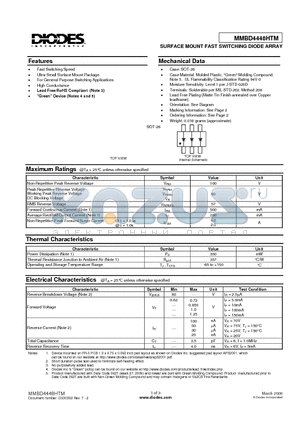 MMBD4448HTM datasheet - SURFACE MOUNT FAST SWITCHING DIODE ARRAY