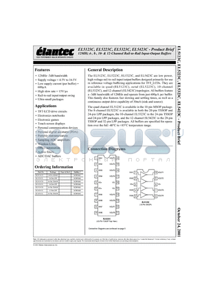 EL5423CL datasheet - Product Brief 12MHz 4-, 8-, 10- & 12-Channel Rail-to-Rail Input-Output Buffers