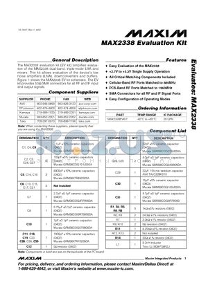 MAX2338 datasheet - Evaluation Kit