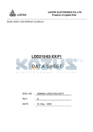 LDD215-62-XX-F1 datasheet - DUAL DIGIT LED DISPLAY (0.25Inch)