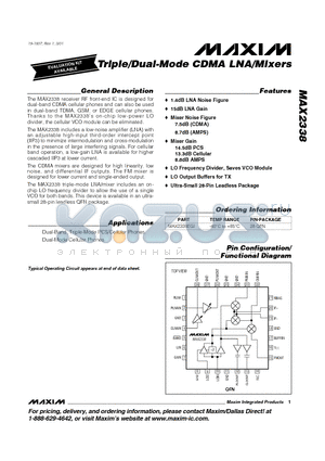 MAX2338EGI datasheet - Triple/Dual-Mode CDMA LNA/Mixers