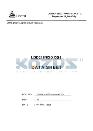 LDD215-62-XX-S1 datasheet - DUAL DIGIT LED DISPLAY (0.25Inch)