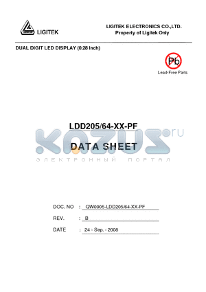 LDD205-64-XX-PF datasheet - DUAL DIGIT LED DISPLAY (0.28 lnch)