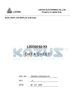 LDD305-62-XX datasheet - DUAL DIGIT LED DISPLAY (0.30 lnch)
