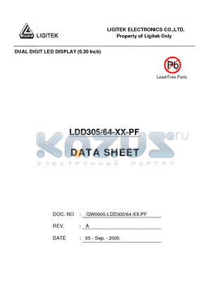 LDD305-64-XX-PF datasheet - DUAL DIGIT LED DISPLAY (0.30 lnch)