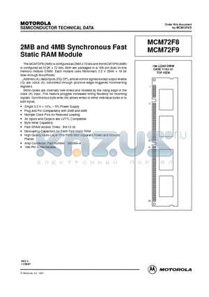 MCM72F8DG12 datasheet - 2MB and 4MB Synchronous Fast Static RAM Module