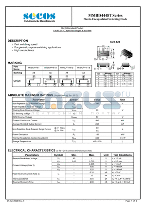 MMBD4448TC datasheet - Plastic-Encapsulated Switching Diode