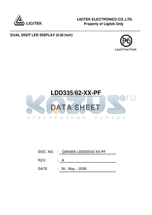 LDD335-62-XX-PF datasheet - DUAL DIGIT LED DISPLAY (0.36 lnch)