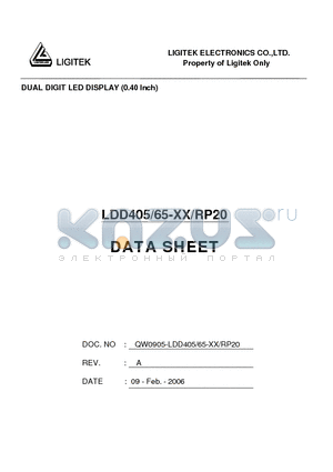 LDD405-65-XX-RP20 datasheet - DUAL DIGIT LED DISPLAY (0.40 lnch)