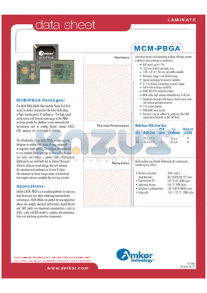 MCMPBGA datasheet - Innovative designs and expanding package offerings provide a platform from prototype-to-production
