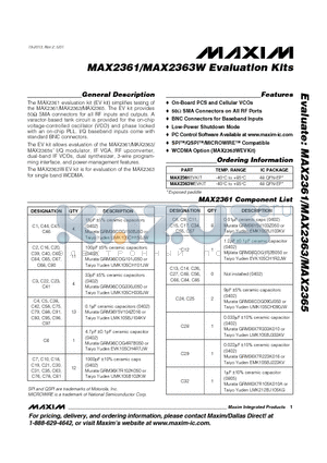 MAX2361EVKIT datasheet - Evaluation Kits