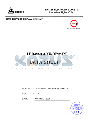 LDD495-64-XX-RP12-PF datasheet - DUAL DIGIT LED DISPLAY (0.40 lnch)