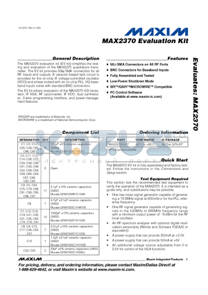 MAX2370 datasheet - Evaluation Kit