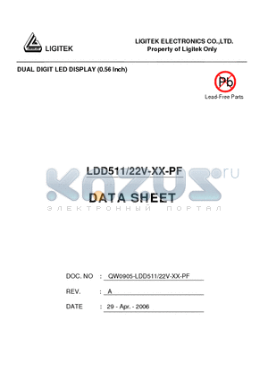 LDD511-22V-XX-PF datasheet - DUAL DIGIT LED DISPLAY (0.56 lnch)