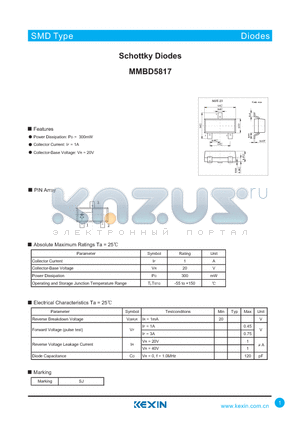 MMBD5817 datasheet - Schottky Diodes