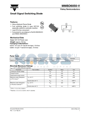 MMBD6050-V datasheet - Small Signal Switching Diode