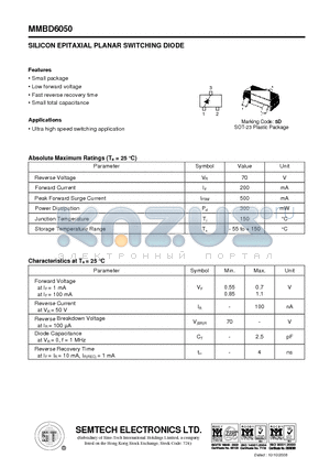 MMBD6050 datasheet - SILICON EPITAXIAL PLANAR SWITCHING DIODE