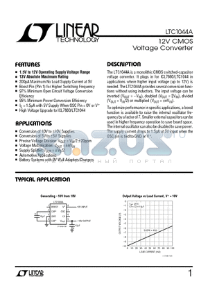 LTC1044AIN8 datasheet - 12V CMOS Voltage Converter