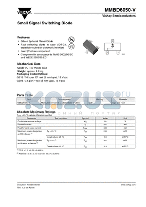 MMBD6050-V-GS18 datasheet - Small Signal Switching Diode