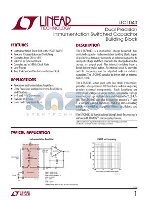 LTC1043CSW datasheet - Dual Precision Instrumentation Switched Capacitor Building Block